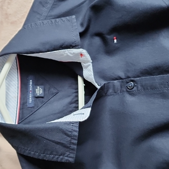 Tommy Hilfiger Navy Blue Button Up Long Sleeve Shirt Dress - Picture 11 of 12